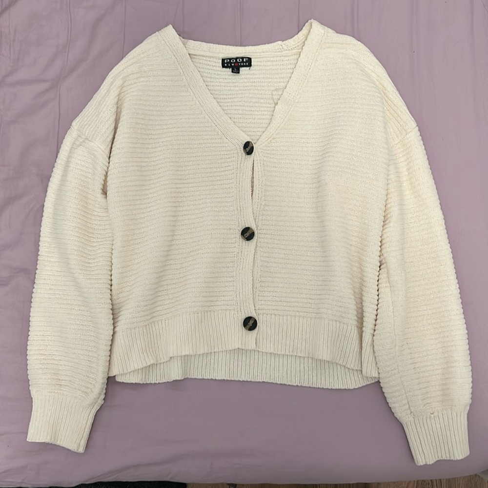 Soft beige semi cropped cardigan